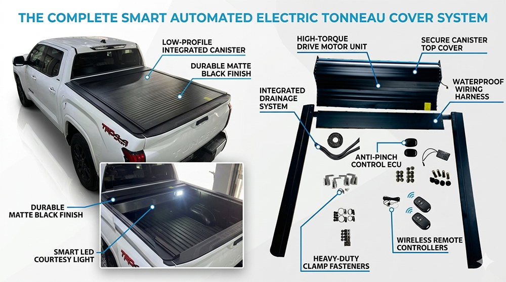 Automated Electric Retractable Tonneau Covers: Premium Dustproof, Waterproof, and Anti-Theft Protection